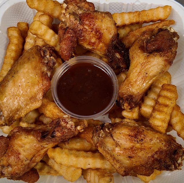 6 PC Boneless With Fries Box.