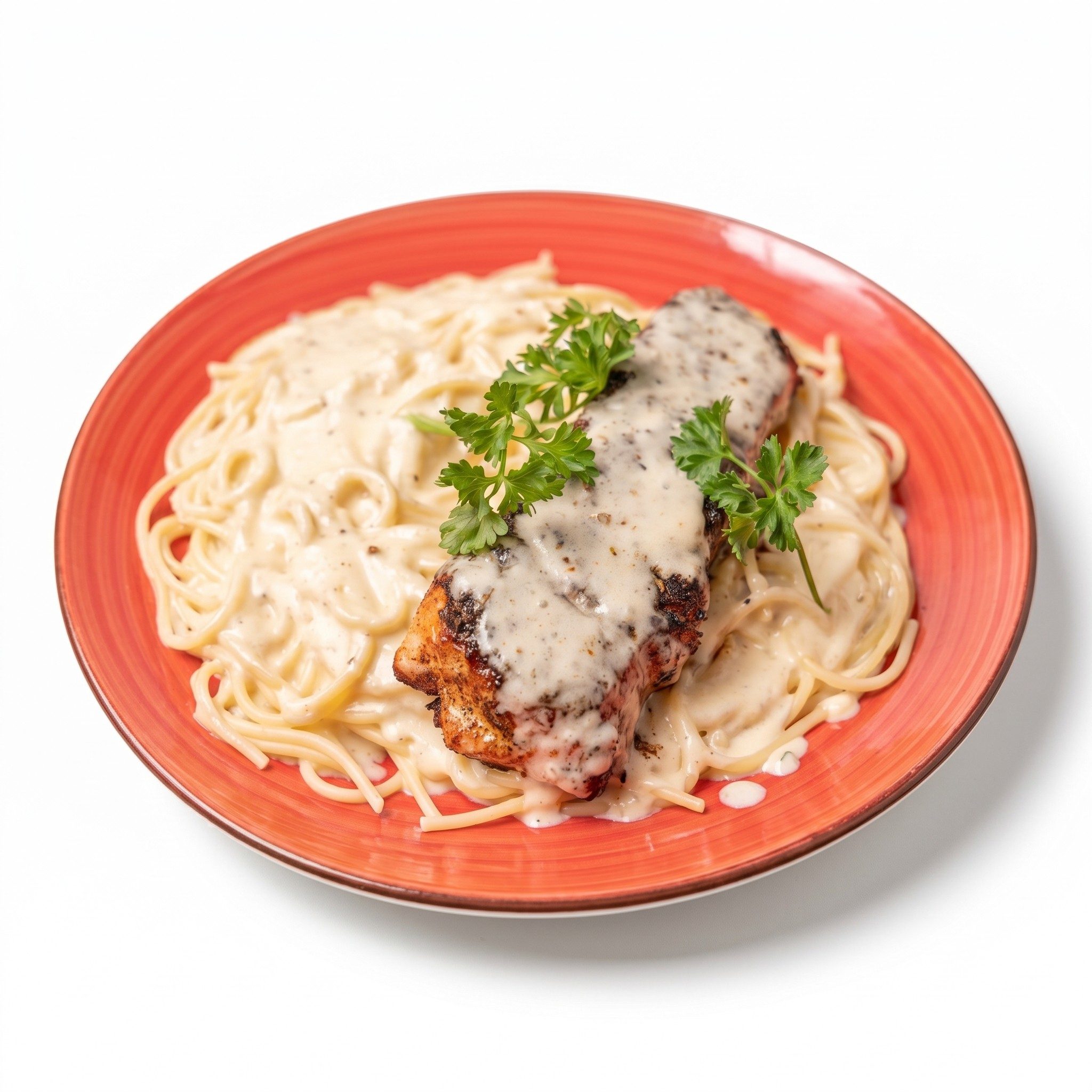 Blackened Salmon Alfredo.