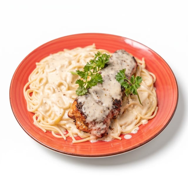 Blackened Salmon Alfredo.